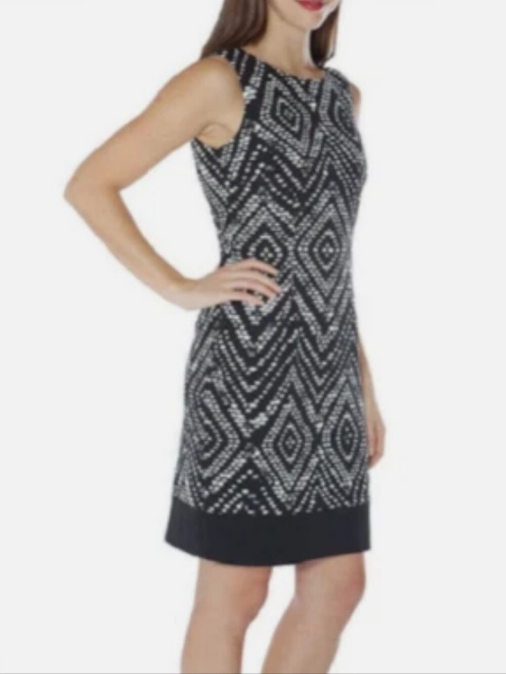 Mario Serrani Black & White Sleeveless Sheath Dress - Size 8 NWOT